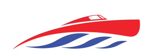 Logo of Mike & Dave's Pro Marine featuring stylized waves in red, black, and blue, representing marine services and products.